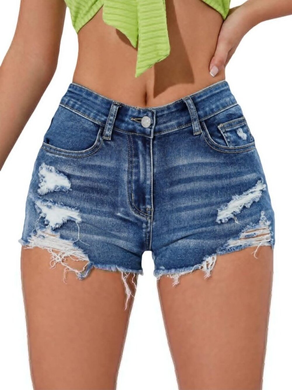 Vintage Y2K Low Rise Distressed Denim Shorts for Women - Summer Ripped Mini